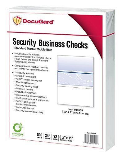 DocuGard Business Checks, Blue Marble Middle, 24 Pound Stock, 8.5 x 11 Inches,