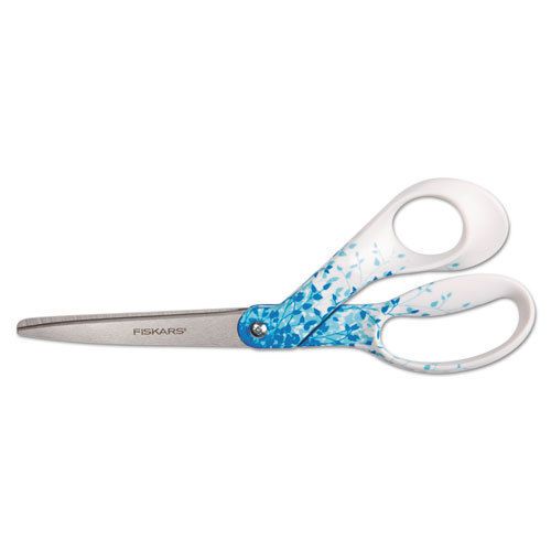 Fiskars Premier Designer Series Scissors, 8&#034; Length, Pointed, Blue/white