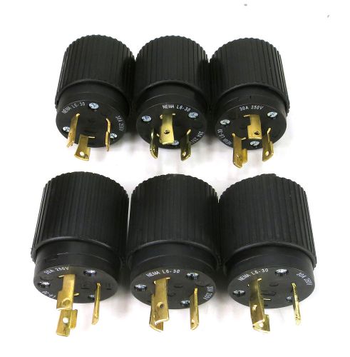 Lot of 6 hubbell 30a, 250v ac nema l6-30 male plugs __ free shipping for sale