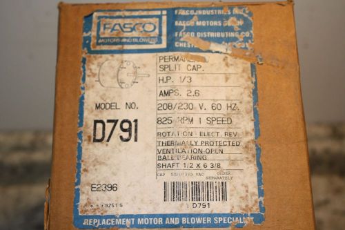 FASCO D791 1/3 hp 825 RPM FASCO 1 SPEED ELECTRIC MOTOR