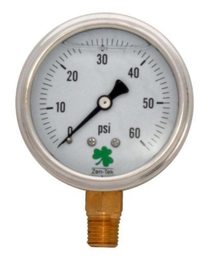 Zenport lpg60 zen-tek glycerin liquid filled pressure gauge, 60 psi for sale