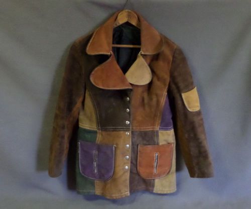 LEATHER WELDING JACKET vintage small size 15 multi-colored coat