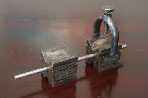 Starret no. 271 &#034;v&#034; block set with clamp and connecting rod for sale