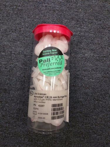 Pall acrodisc cr 25mm syringe filter - 0.2um ptfe membrane pk of 25 for sale