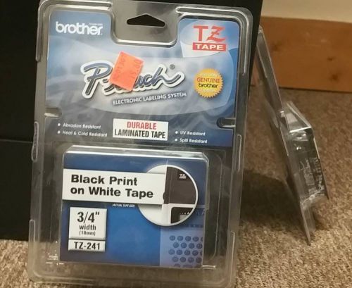 Genuine Sealed  Brother P-Touch TZ-241 Black/White Laminated P Touch Label Tape