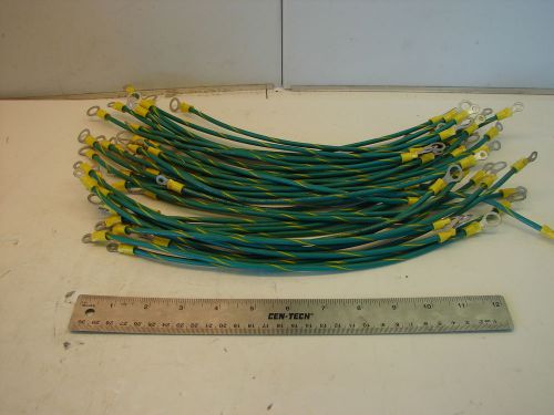 MOISTURE RESISTANT 12&#034; GREEN YELLOW GROUND STRAP 105C 600V (LOT OF 13) ***NNB***