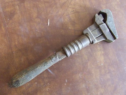 Vintage B&amp;G Adjustable Pipe Wrench w/ Orignal Wood Handle Intact