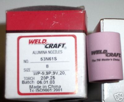Weldcraft small gas lens cups, box/10, 53N61  Size #7