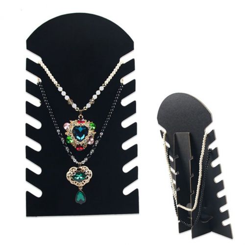 Black Velvet Necklace Chain Jewelry Display Stand Holder Easel Showcase Rack FE