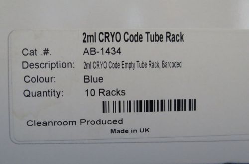 Pk/10 Thermo Scientific 2mL Cryo Code Empty Tube Racks Blue AB-1434
