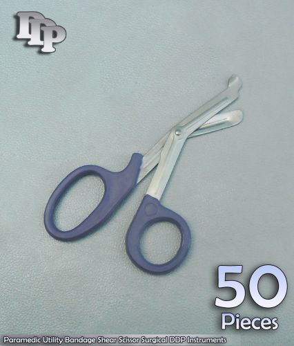 50 Paramedic Utility Bandage Shear Scissor 5.5&#034; Blue Handle Surgical Instruments
