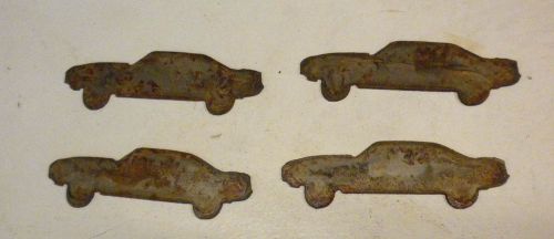Lot of 4 Cars Mustang Auto Shapes 3&#034; Rusty Metal Vintage Ornament Craft Stencil