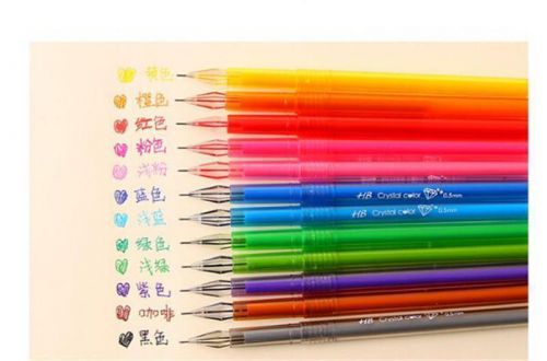 0.5mm Rollerball Gel Pens Fine Point 12-Pack Assorted cartoon Diamond Colors