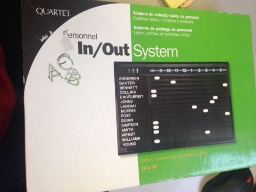 Quartet Personnel In/Out System 15 x 10 Item #8133-1 NIB
