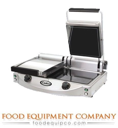 Cadco cpg-20f double panini grill with smooth plates for sale
