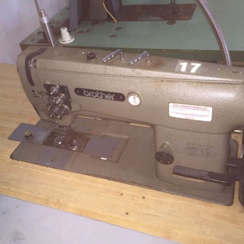 Brothers lt2-b8832-4057 double needle sewing machine 3/16&#034; ga. needle feed for sale