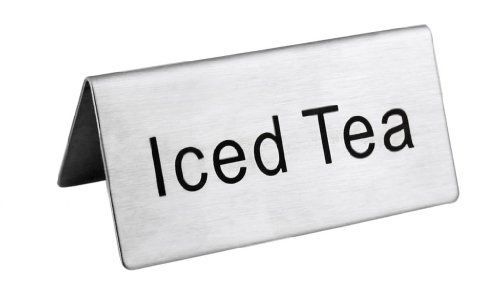 New star stainless steel table tent sign, &#034;iced tea&#034;, 3-inch by 1-1/2-inch, set for sale