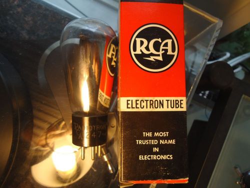 RCA 247 USA BLACK PLATE ENGRAVED BASE TESTED OLD STOCK BOXED VINTAGE VALVE TUBE