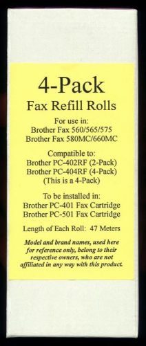 4 New Fax Cartridge Refill Rolls for Brother Fax 575