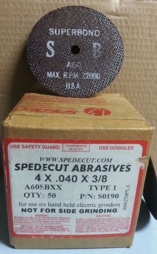 Spedecut Abrasives 4 Inch Diameter .04 Inch Thick with 3/8 Inch Arbor QTY 50 USA
