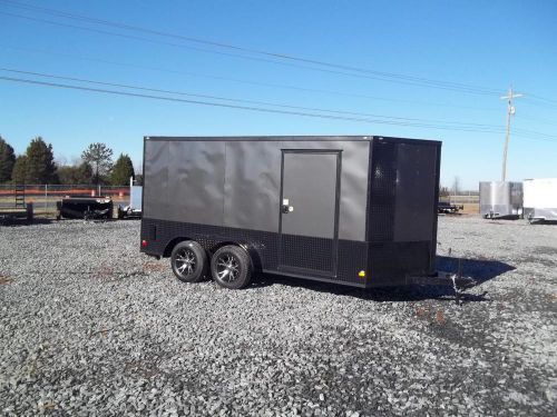7x14 blackout enclosed cargo 7 x 14 charcoal grey and black motorcycle trailer