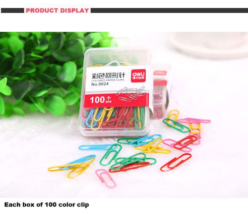 100PCS colored paper clips Financial office paperclip Colorful paper clips FA02
