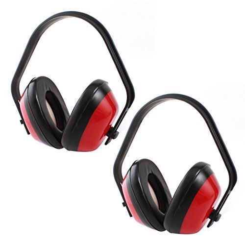 uxcell? Adjustable Height Sponge Earpad Ear Muffs Noise Reducer Black Red 2PCS