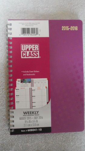 Upper Class August 2015 - July 2016 Weekly Planner With Monthly Pages 8&#034; x 5&#034;