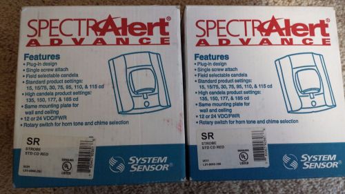 *NEW* System Sensor Spectralert SR STROBE STD CD RED Lot Of (2)