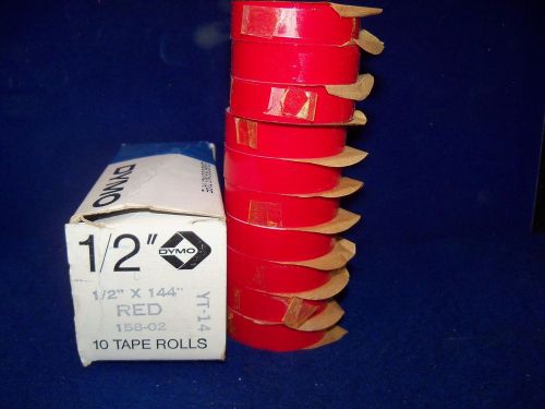 NOS Vtg DYMO Embossing TAPE 1/2&#034; x 144&#034; 10 ROLLS  color:  RED in orig box