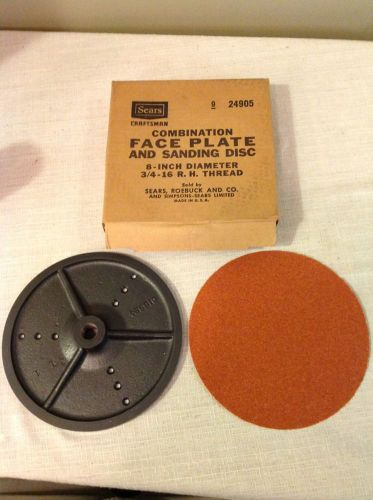 NEW IN BOX!! VINTAGE SEARS CRAFTSMAN COMBINATION 8&#034; FACE PLATE AND SANDING DISC