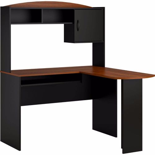 Mainstays l - shaped secretary desk with hutch wood table black &amp; cherry - new for sale