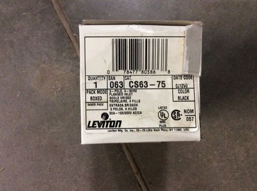 Leviton CS63-75 3-Pole, 4-Wire Flanged Inlet