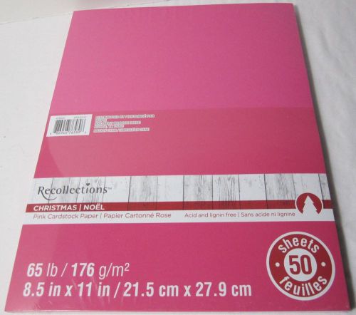 50 sheets recollections pink cardstock paper 8 1/2&#034; x 11&#034; #  8.5&#034;x11&#034;  65 lb *** for sale
