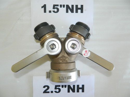 Gated leader line wye 2 1/2 inch nst fire hose 1.5&#034; nh &amp; npsh new 2way valve pok for sale