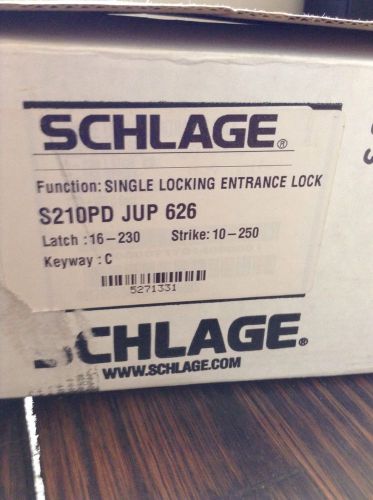 LOCKSMITH SCHLAGE S210PD JUP 626 ENTRANCE LOCK C KEYWAY $354 LIST