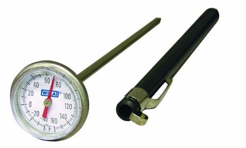 WIKA TI.1005 Stainless Steel Pocket Test Bi-Metal Thermometer, 1&#034; Dial, 0/220
