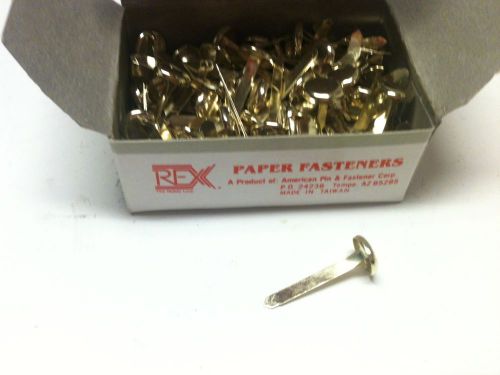 REX Paper Fasteners Brass plated golden color 1&#034; 100 count box
