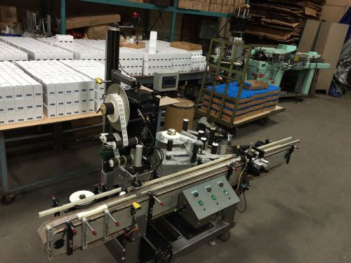 Lsi *wrap-around labeler, top/side bottle tamp labeling machine, hot stamper* for sale