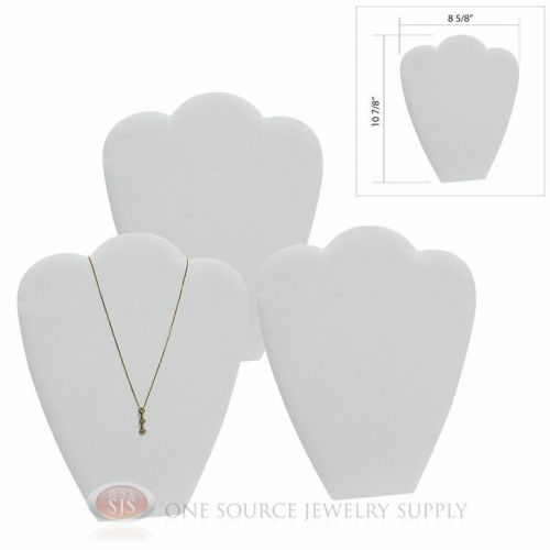 (3) 10 7/8&#034; White Velvet Padded Pendant Necklace Display Easel Presentation