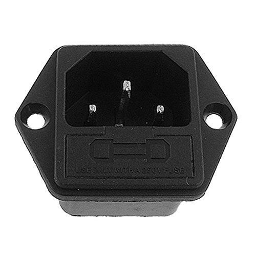 URBEST?2IEC 320 C14 Male Plug Screw Type Panel Socket w Fuse Holder