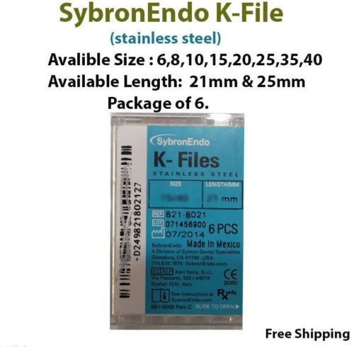 1 X Sybron Endo K-File | Package of 6