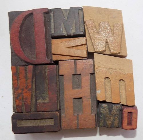 Letterpress Letter Wood Type Printers Block &#034;Lot Of 11&#034; Typography #bc-1144