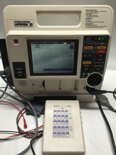 Lifepak 12  3 Lead ECG AED Pacing W/Power Supply &amp; Code Simulators Physiocontrol