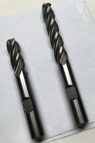 Weldon ball nose end mills - qty. 2 - 4 flt 3/8&#034; dia x 2.75&#034; and 3/8&#034; x 3.75&#034; for sale