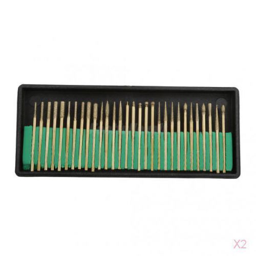 2x 30Pcs Diamond Burs Tooth Drill Kit Low Speed Tooth Drill Dental Lab