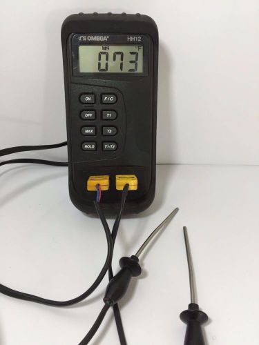 OMEGA HH12 HAND HELD THERMOMETER WITH PROBES - TESTED - ACCURATE