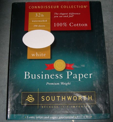 Southworth White Exceptional Business Paper 32 Pounds 100% Cotton 250 Sheets NIB