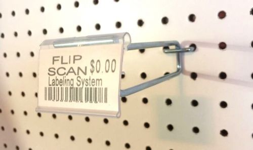 (20 PACK) 8 Inch Flip Scan Metal Peg Hooks with Label Holder  1/8 &amp; 1/4 Pegboard