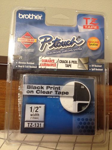Brother P-Touch TZ-131 Black Print On Clear Tape 1/2&#034; 12 mm GENUINE NEW SEALED